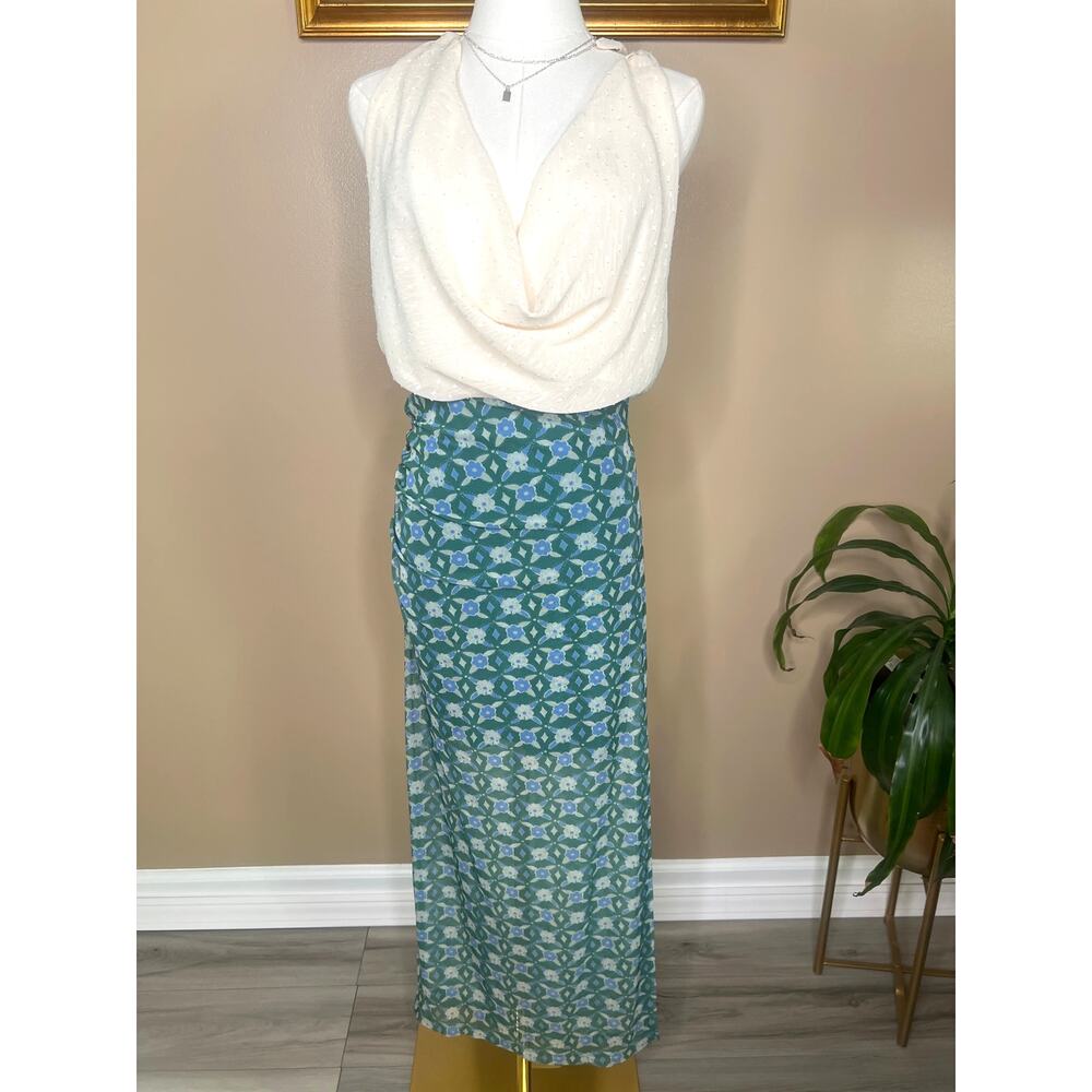 Free People Galaxy Floral Maxi Skirt Small Ruched Boho - Picture 2 of 6